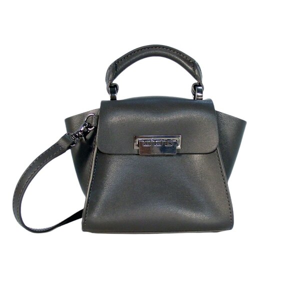 ZAC POSEN Eartha $495 Pewter/Gunmetal Iconic Mini Handle Crossbody Bag - MINT